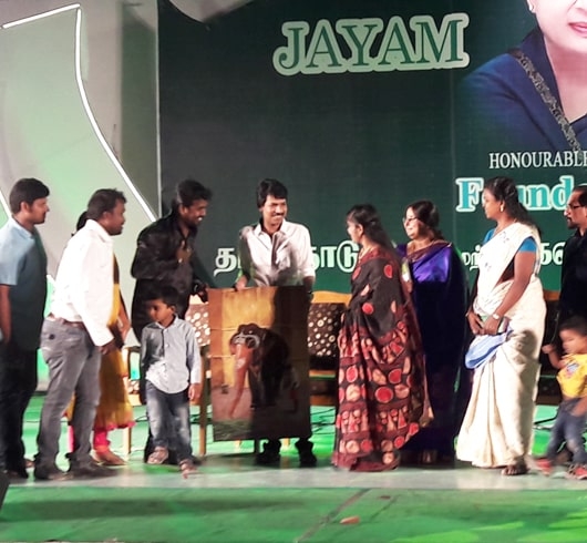 Ex Vice-Chancellor Mrs. Veena E. Gayathri of TNDRJJMFA-University Film Director Mr. Bala with Mr. R.Rajendran Director & Mrs. Sudha Rajendran Co-Director.